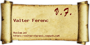 Valter Ferenc névjegykártya
